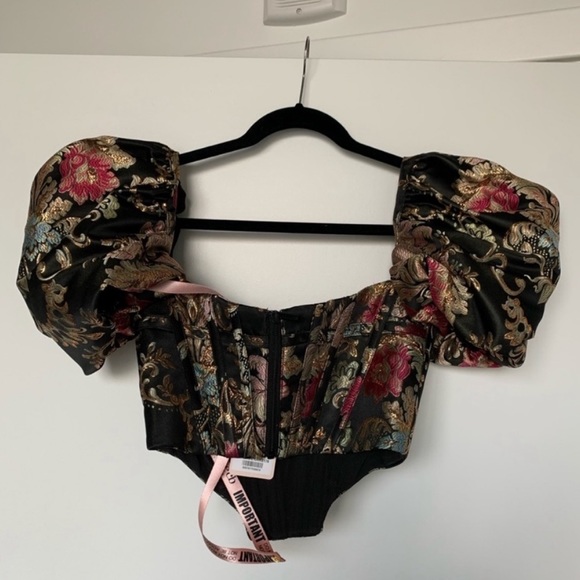 House of CB Isbabella brocade jacquard puff sleeve corset bustier - Picture 5 of 7